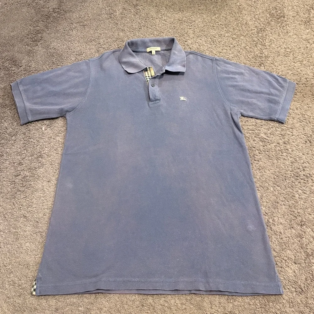 Burberry London Classic Blue Polo Embroidered Motif Men's Small - Picture 2 of 8